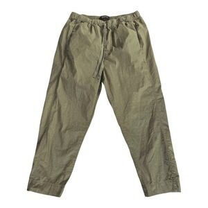 Quince Organic Cotton Olive Green Trousers Drawstring Elastic Waist Medium